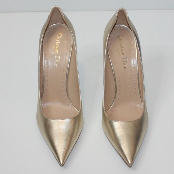 Christian Dior Gold Metallic Lambskin D-Moi Pumps size EU 40 / US 10 NEW $750 - Picture 3 of 10